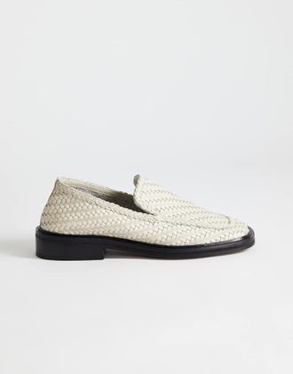Topshop Bali - Mocassini bassi in pelle intrecciata bianco sporco-Giallo