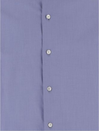 Finamore Mens Cotton Shirt Blue