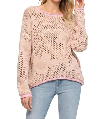 Fate Floral Pattern Open Knitted Sweater In Baby Pink/taupe