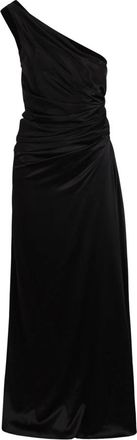 Nina Ricci Lange Asymmetrische Satijnen Jurk - Dames - Maxi kleedjes - Zwart - S - Satijn - Kleedjes