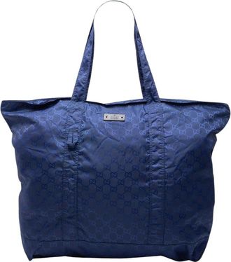 Gucci Pre-owned Tote Bags, female, Blue, Size: ONE SIZE Pre-owned GG Monogram Tote Bag