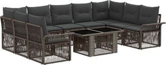 vidaXL Conjunto De Sof&aacute;s De Jard&iacute;n 10 Uds. Gris Y Gris Oscuro Vidaxl