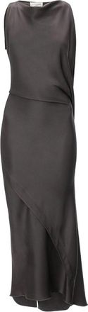 Victoria Beckham Kyra Brown Satin Crepe Midi Dress