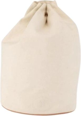 Herm&egrave;s Pre-owned Bucket Bags, female, White, Size: ONE SIZE Pre-owned Polochon mimile drawstring backpal