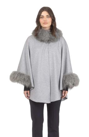 Gorski Wool And Cashmere Cape in Gray at Nordstrom