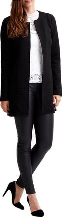 Izola VILA CLOTHES Womens VINAJA NEW LONG JACKET - NOOS Blazer, Black, 40 (Manufacturer size: Large)
