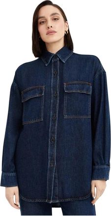 P.A.R.O.S.H. Navy Oversized Denim Jack - Dames - Spijkerjassen - Blauw - S - Denim - Jassen