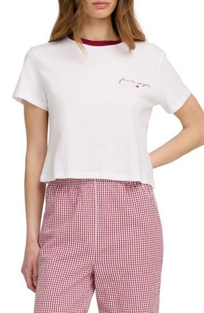 Favorite Daughter The Signature Crop Graphic T-Shirt in Off White/Raspberry at Nordstrom, Size Xx-Large