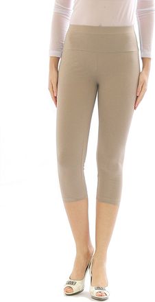 YESET Womens Capri 3/4 Leggings Cotton Pants Underwear High Waist - Beige, L