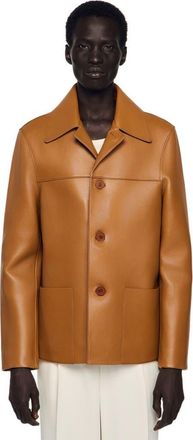 Sandro Buttoned lambskin jacket in Camel at Nordstrom, Size Medium