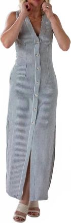 Onia Button Down Maxi Dress In Deep Navy/ White