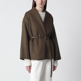 Max Mara Khaki green wrap coat