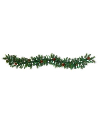 Nearly Natural 6Ft. Mixed Pine And Pinecone Artificial Garland With 35 Clear Led Lights
