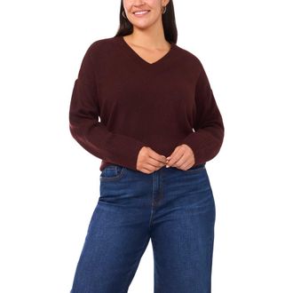 Vince Camuto Colorblock V-Neck Sweater in Port/Malted at Nordstrom Rack, Size 3X