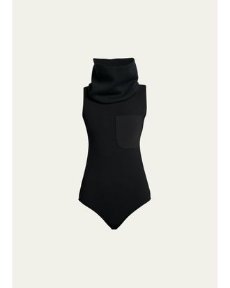 Courr&egrave;ges Turtleneck Sleeveless Cutout Bodysuit