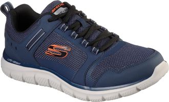 Skechers Track Knockhill Leather Mens Navy/Orange Trainers - Size UK 11