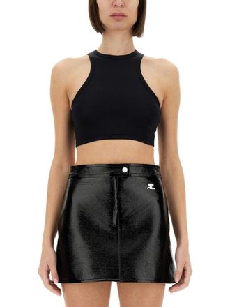 Courr&egrave;ges Fitted Crop Top With High Neckline