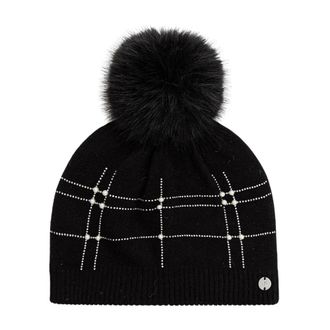 Joseph Ribkoff Mutsmuts met pompon en kralen - Dames - Hoeden - Zwart - ONE Size - Polyester - Accessoires