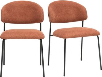 Miliboo Sillas De Tejido Efecto Terciopelo Texturizado Tierra Quemada Y Metal Negro (lote De 2) Benta