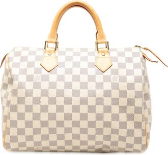 Louis Vuitton Womens Pre-owned Damier Azur Speedy 30 - Nude Textile - One Size