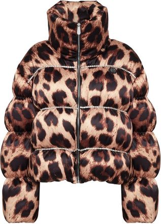 Philipp Plein Jassen, Dames, Bruin, M, Nylon, Nylon Oversized Down Jacket