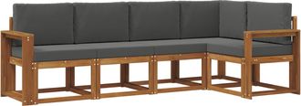 vidaXL Conjunto De Sof&aacute;s De Exterior 5 Uds. Natural Y Antracita Vidaxl