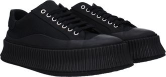 Jil Sander Mens Black Fabric Platform Sneakers