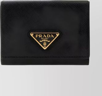 Prada textured leather wallet fold-over design