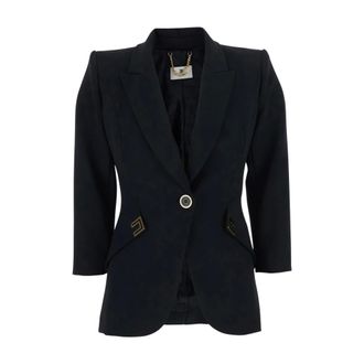 Elisabetta Franchi Blazers, female, Black, Size: 2XS Single-breasted Blazer