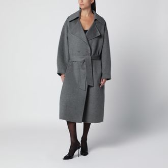 Frankie Shop Cappotto doppiopetto con cintura grigio