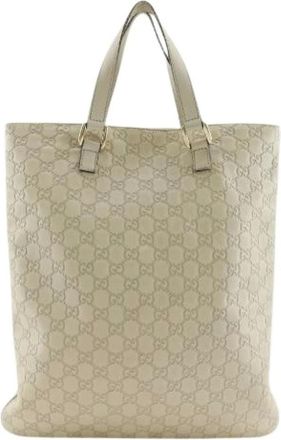 Gucci Pre-owned Tote Bags, female, Beige, Size: ONE SIZE Pre-owned Shima Leather Tote Bag