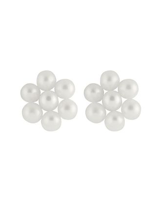 Splendid Pearls 14K 3-4mm Pearl Flower Studs