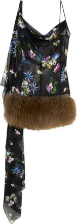 Blumarine Abito corto con stampa a fiori - Nero