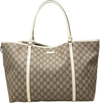 Gucci Beige Ivory Pvc Leather Handbag Tote Bag (Pre-Owned)