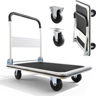 OEM Carro Plataforma Plegable 900 X 610 Mm, Carretilla De Transporte Carga De 299,37 Kg, Carrito Portaequipajes Con Plataforma Con Ruedas De Pvc De 123 Mm