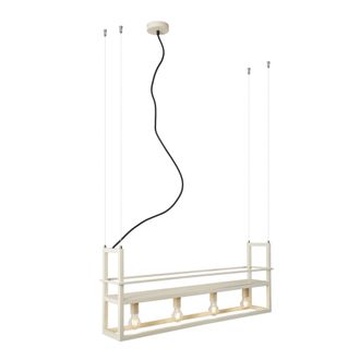 QAZQA Industrial L&aacute;mpara Colgante Industrial Beige 4 Luces - Cage Rack Acero Rectangular Adecuado Para Led Max. 4 X 15 Watt - Qazqa
