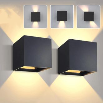 No Brand 2 Apliques Led De Pared - Aplique De Pared De Aluminio Negro - 5w 3000k Blanco C&aacute;lido - Montaje Fijo, Luminaria Direccional Hacia Arriba Y Hacia Abajo