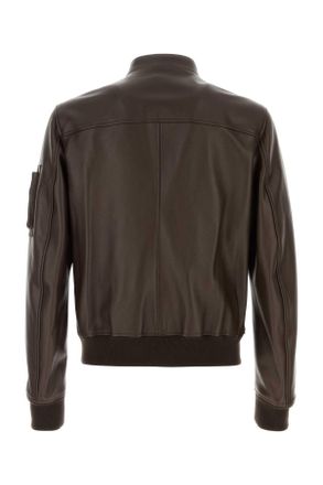 Dolce & Gabbana Mens Brown Leather Jacket Marrone Giacche Pelle In
