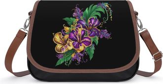 Generic Mardi And Gras Fleur De Flowers Small Womens Crossbody Bags Shoulder Handbag with Adjustable Strap for Travel