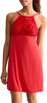 Fleur't Parisian Nights Lace Trim Chemise in Sweet Red at Nordstrom, Size X-Large