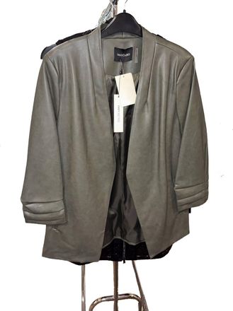 Dolce Cabo Womens Vegan Leather Ruched Sleeve Blazer In Army Green
