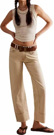 Free People Womens Risk Taker Mid Rise Straight Jeans In Ecru