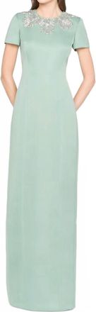 Theia Sorelia Beaded Gown In Whispering Sage