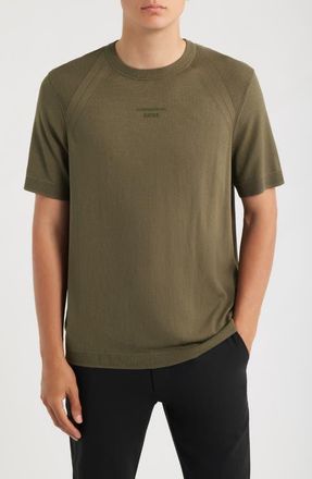 BOSS Porsche Spirit 70 Logo Short Sleeve Sweater in Dark Green at Nordstrom, Size Xx-Large