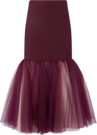 Moschino Rokken, Dames, Bruin, L, Polyester, Kokerrok met Elegante Ruche