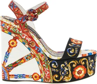 Dolce & Gabbana Multicolor Viscose Wedge Womens Sandals