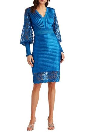 Tadashi Shoji Lovell Bishop Sleeve Dress in Pacific Blue at Nordstrom, Size 18