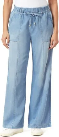 Kensie Drapey High Waist Tie Wide Leg Jeans in Brisbane at Nordstrom Rack, Size X-Large