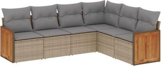 vidaXL Juego De Sof&aacute;s Jard&iacute;n Con Cojines 6 Pzas Rat&aacute;n Sint&eacute;tico Beige Vidaxl