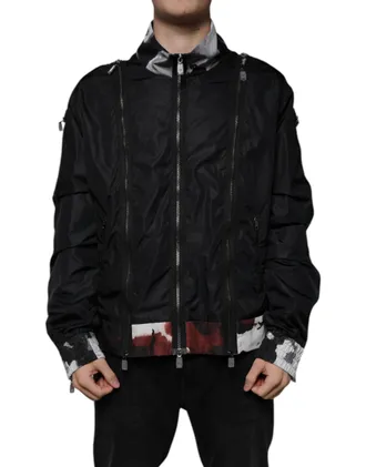 Dolce & Gabbana Black Nylon Full Zip Men Bomber Jacket Polyester Clothing